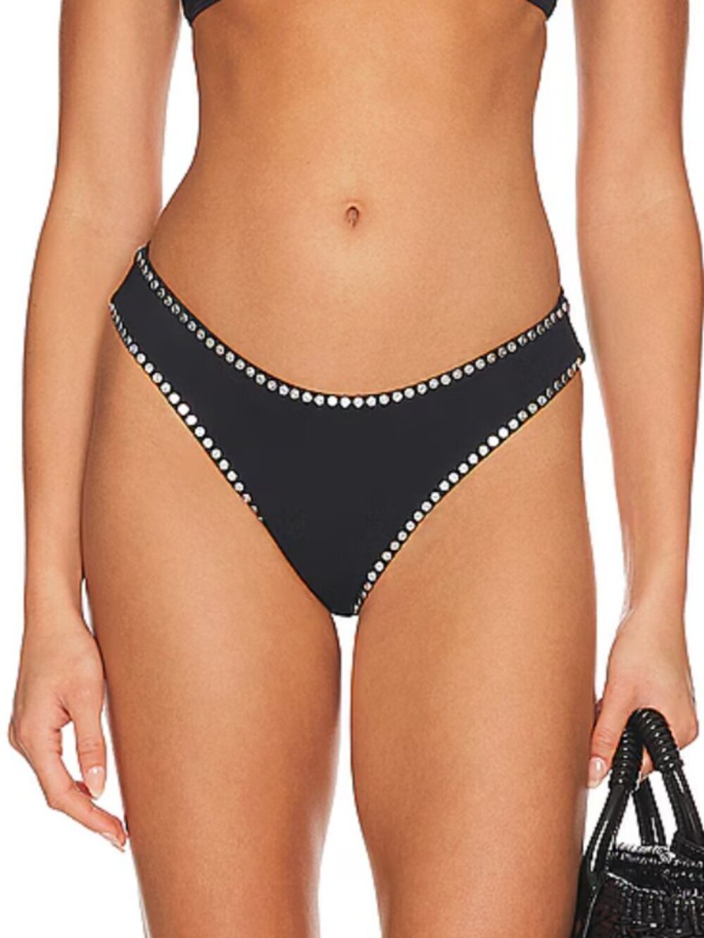 MILLY Cabana Heat Set Bikini Bottom in Black size medium